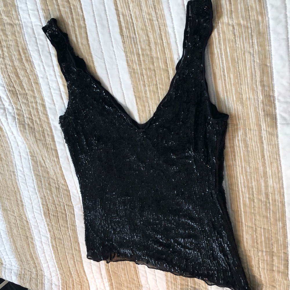 100% Silk Sequin V-Neck Tank Top